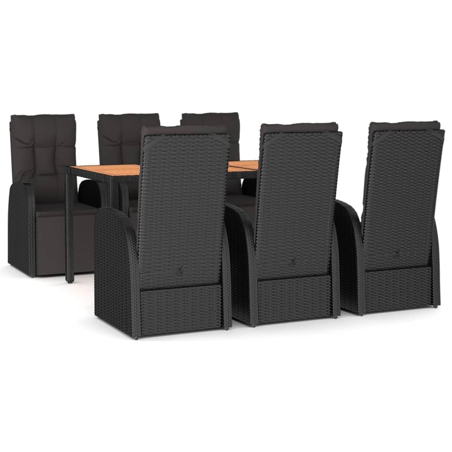 vidaXL 7-Tlg Garten-Essgruppe Schwarz Poly Rattan Massivholz Akazie 3157609