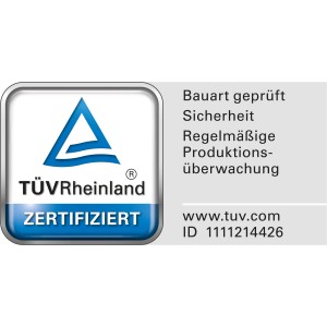 TÜV Rheinland Zertifikat für Wenko Wandhaltegriff Secura, Bauart geprüft.
