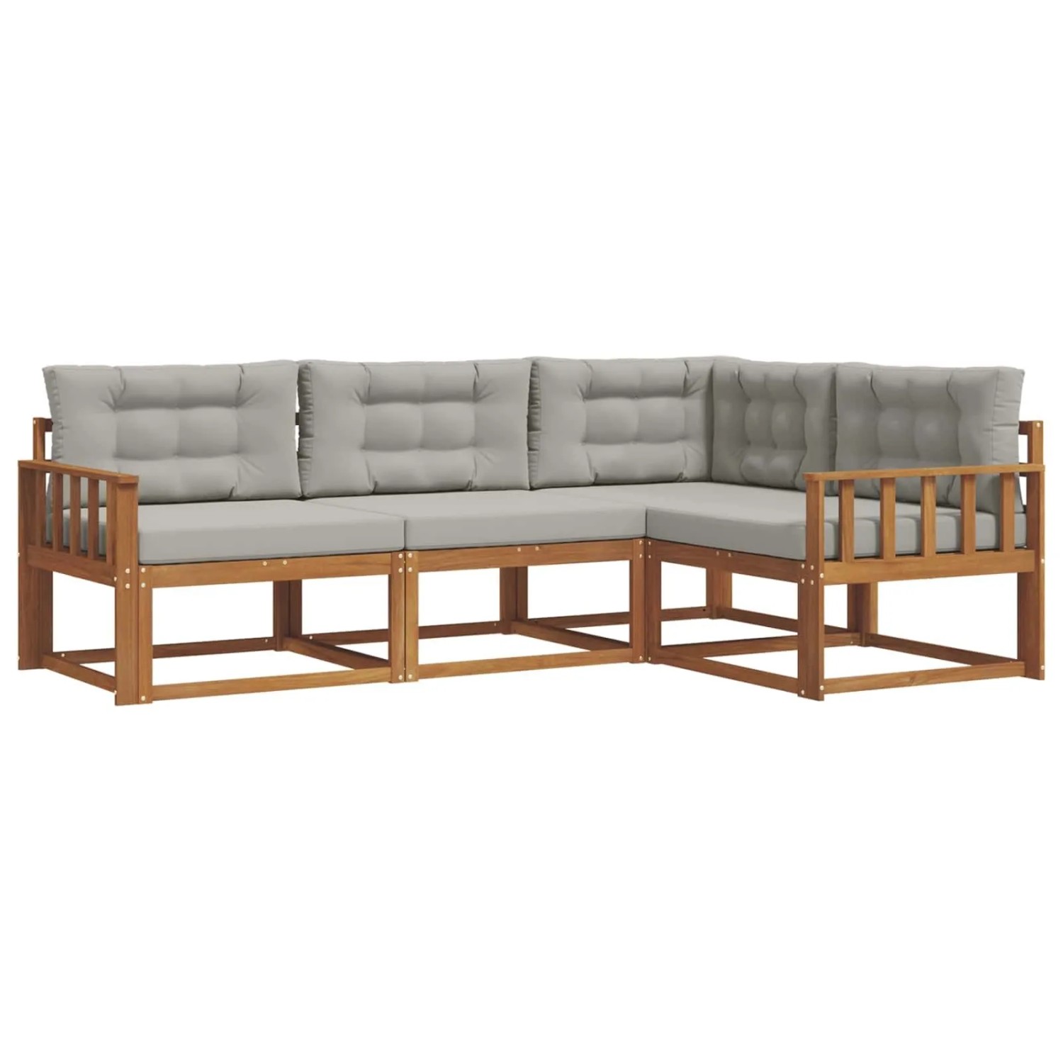 vidaXL Outdoor-Sofagarnitur mit Kissen 4-Tlg Natur und Hellgrau 3367504