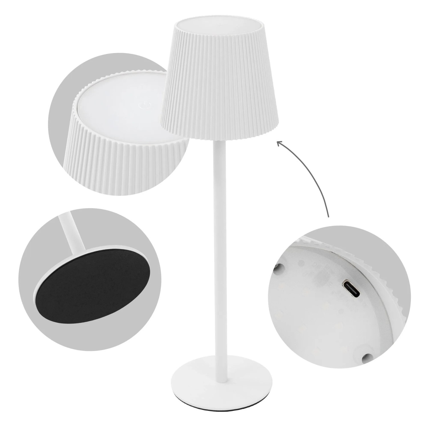 ML-Design LED Tischlampe, kabellos, weiß, dimmbar, Ø10x36 cm.