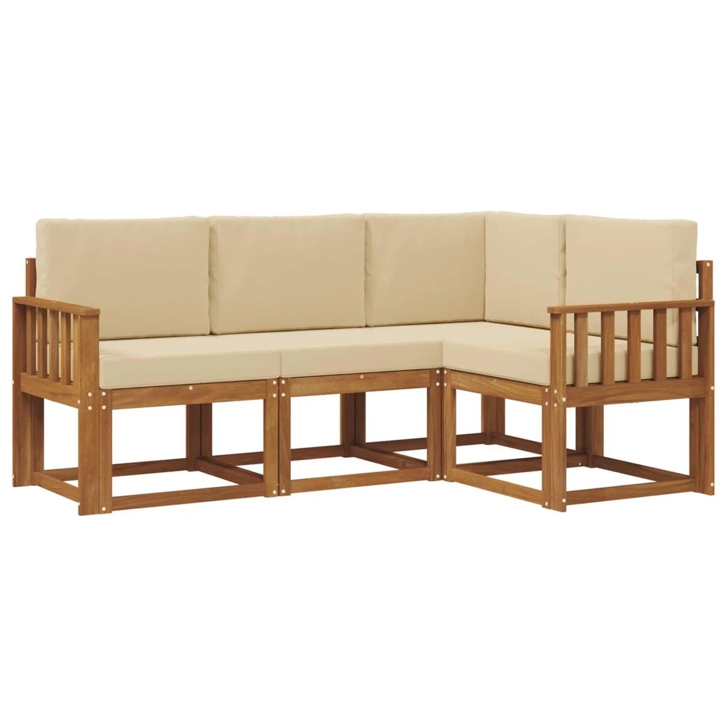 vidaXL Outdoor-Sofagarnitur mit Kissen 4 Stk Natur und Beige 3366321
