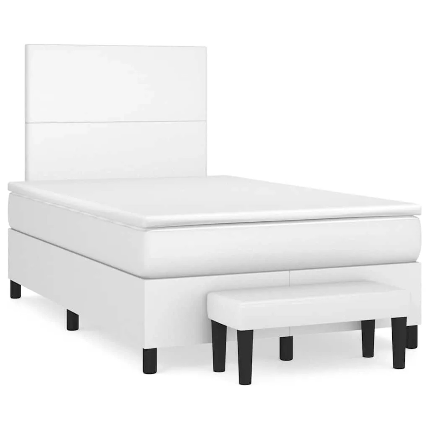 vidaXL Boxspringbett mit Matratze Weiß 120x190 cm Kunstleder 3270440