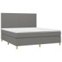 Dunkelgraues vidaXL Boxspringbett 160x200 cm mit Matratze und Kopfteil.