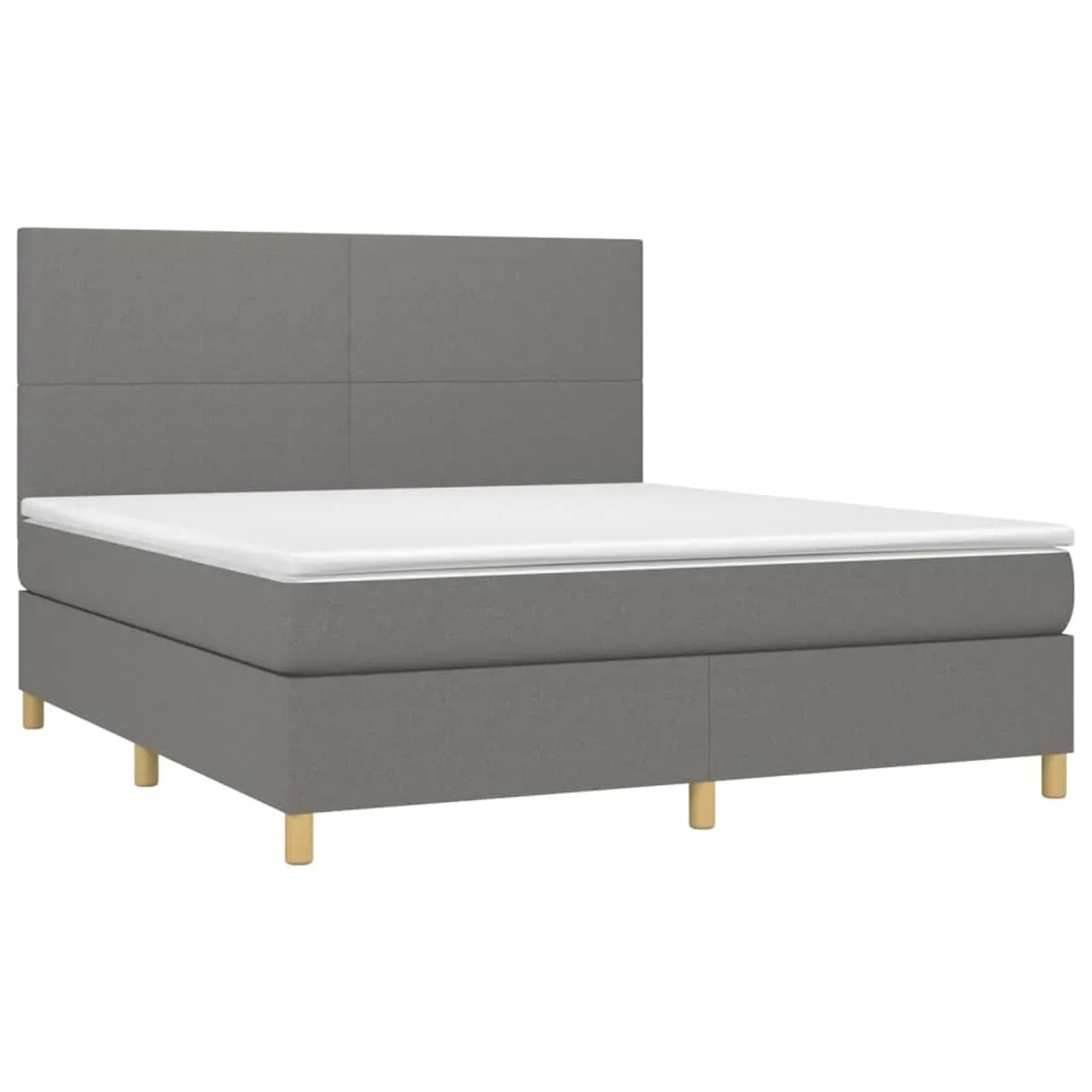 Dunkelgraues vidaXL Boxspringbett 160x200 cm mit Matratze und Kopfteil.