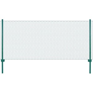 Grüner Maschendrahtzaun (25x1 m) mit Stahlpfosten von vidaXL.