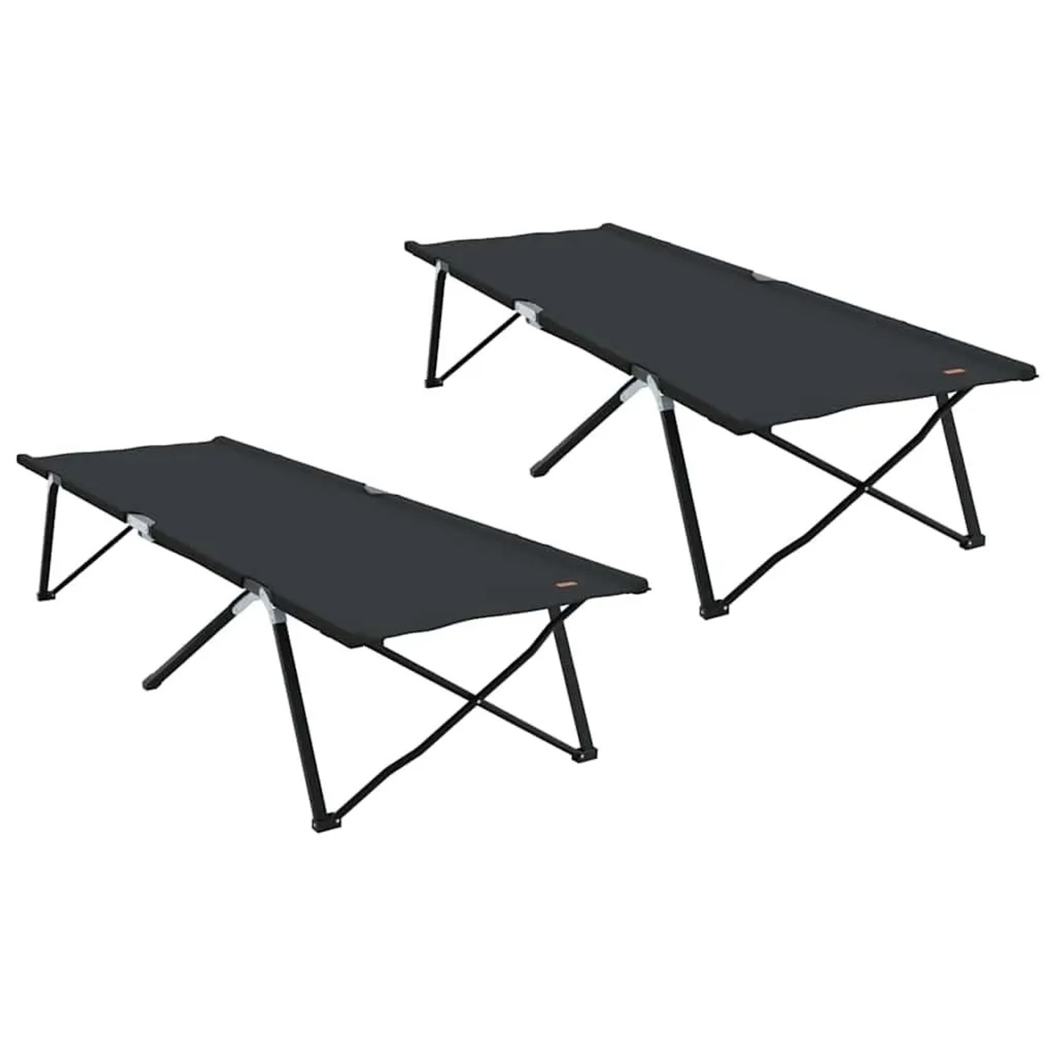 vidaXL Klapp Schlafbett fürs Camping 2 Stk Schwarz 206 x 76 x 74 cm 42003169