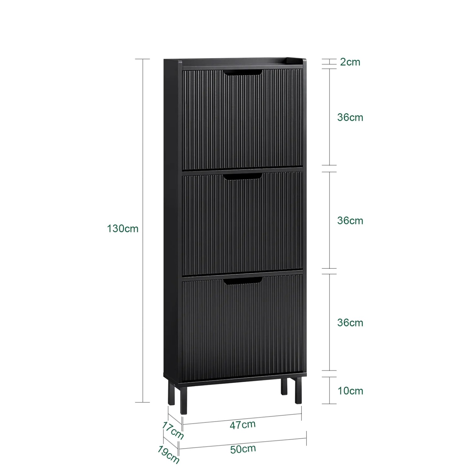 SoBuy Schuhschrank schmal FSR177-H Schwarz, 19 cm tief, 3 Klappen für Flur kaufen bei OBI