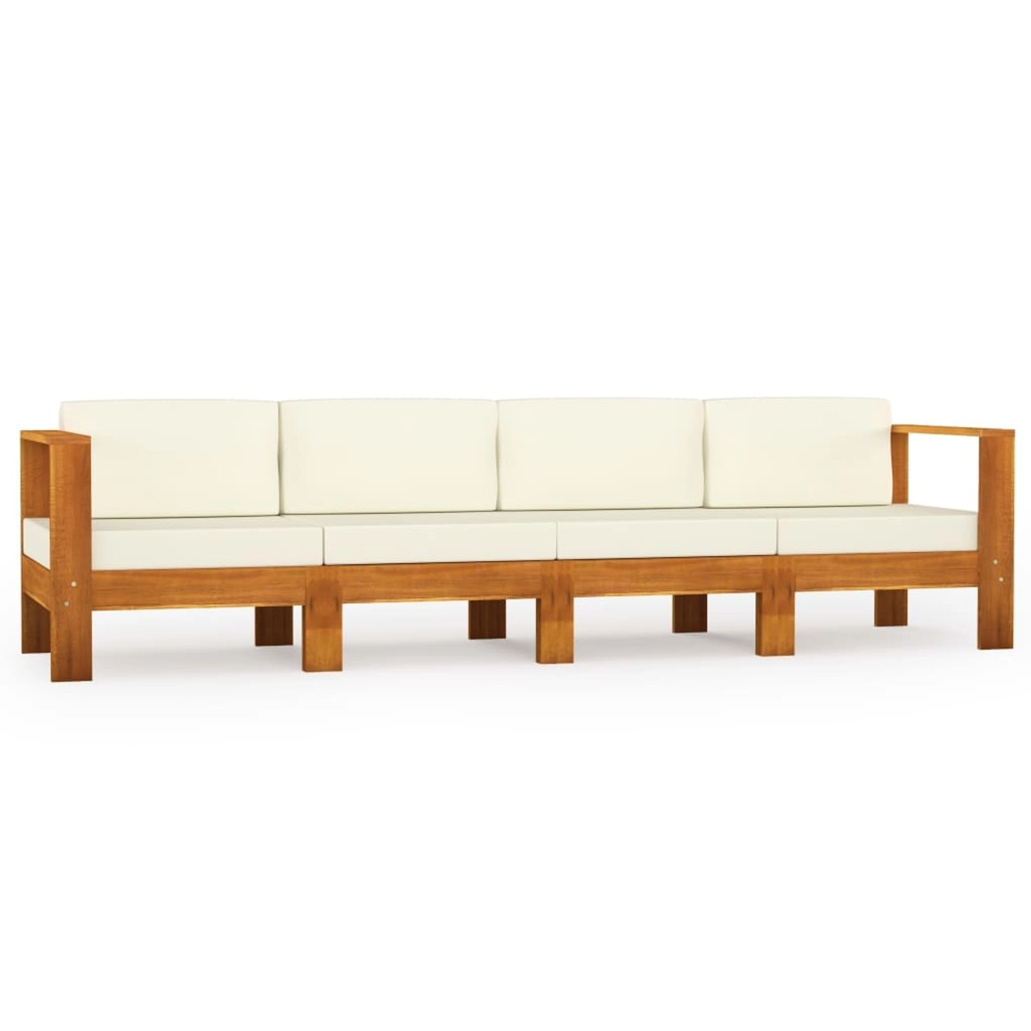 vidaXL 4-Sitzer-Gartensofa mit Cremeweißen Auflagen Massivholz Akazie 3057928