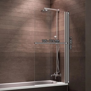 Schulte Badewannenfaltwand Komfort, 1-teilig, 69,5x130cm, Alu-Natur, ohne Bohren.