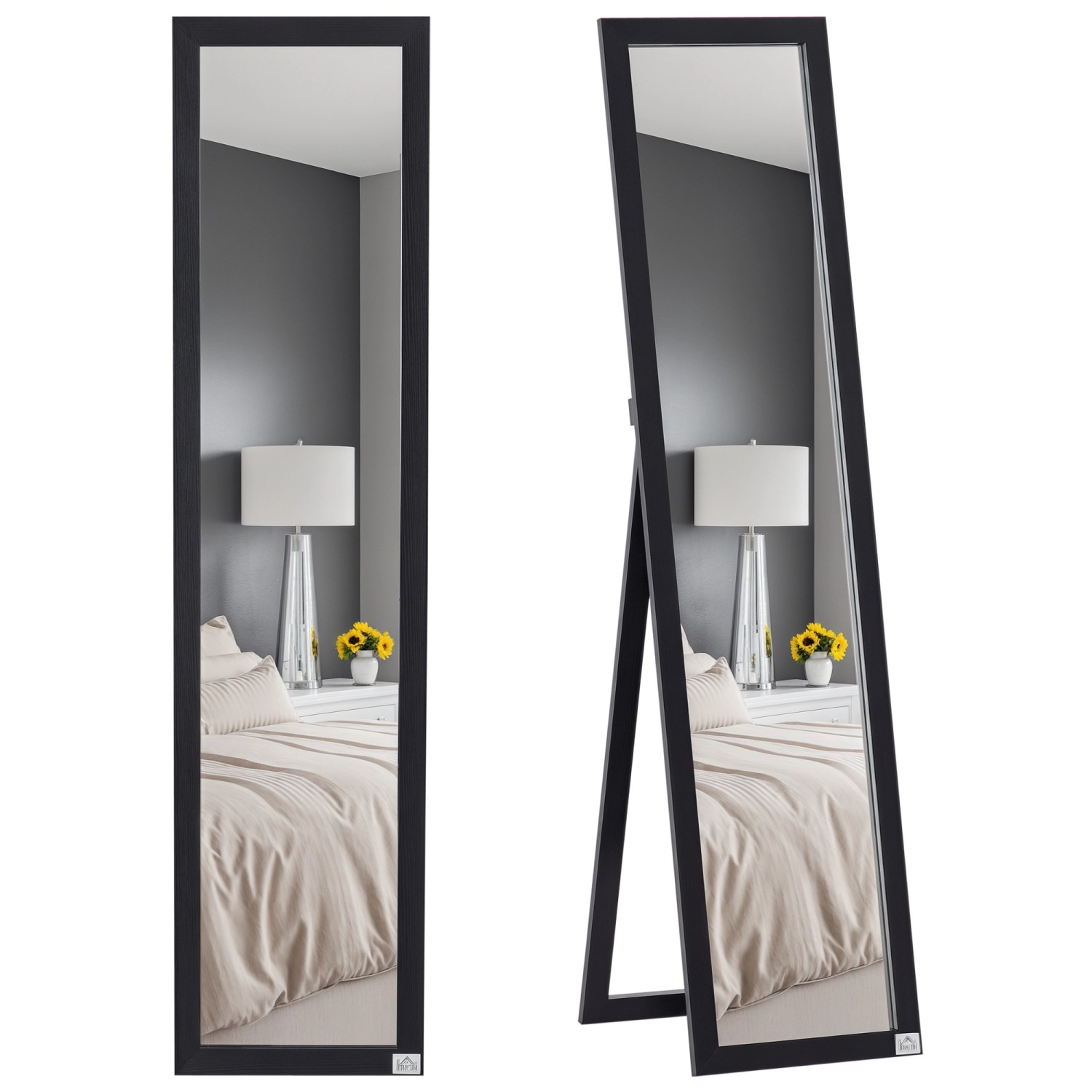 HOMCOM Ganzkörperspiegel MDF Glas 37L x 37B x 154H cm Schwarz