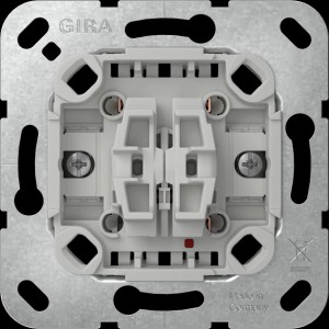 Gira Serienschalter, 2-polig, Detailansicht der Rückseite für Elektroinstallation.