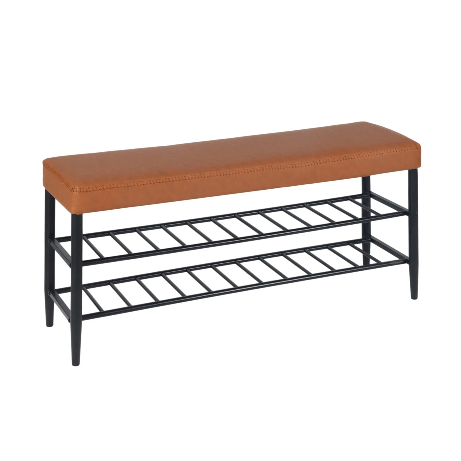 Relaxdays Schuhbank Eisen Braun 2 Ablagen 50 cm x 100 cm x 30 cm 7 kg