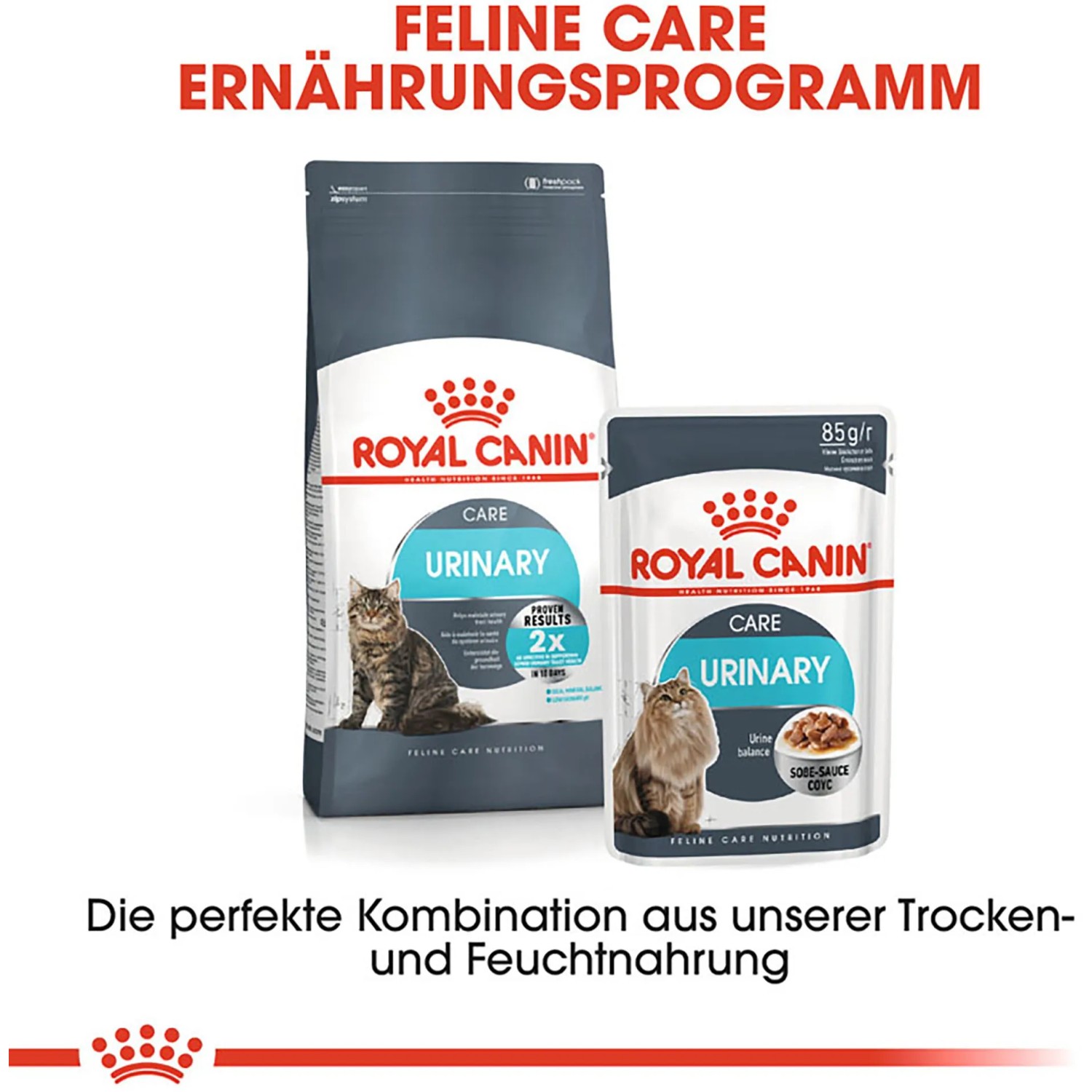 Royal Canin Urinary Care Katzenfutter Trocken und Feucht, 2kg, für gesunde Harnwege.