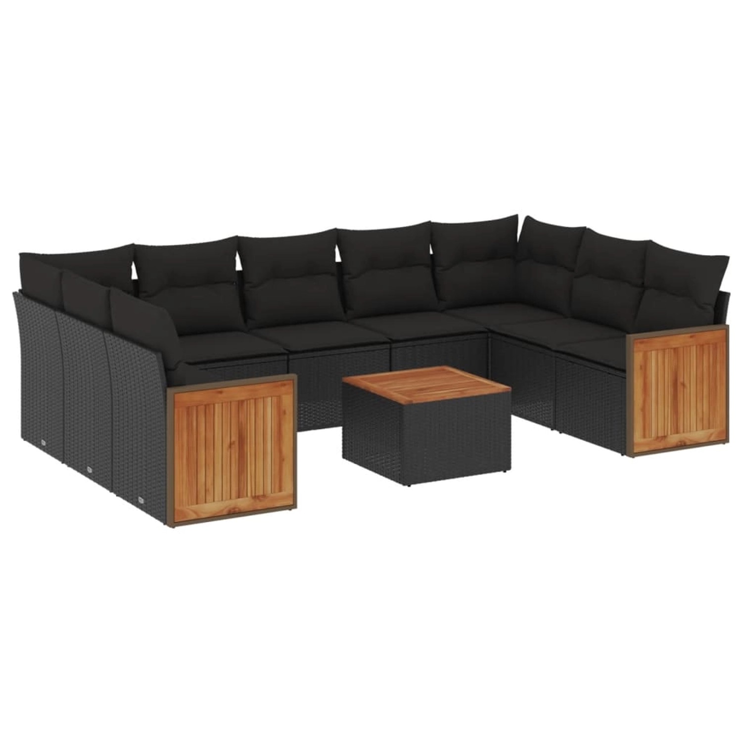 vidaXL 10-Tlg Garten-Sofagarnitur mit Kissen Schwarz Poly Rattan 3227959 günstig online kaufen