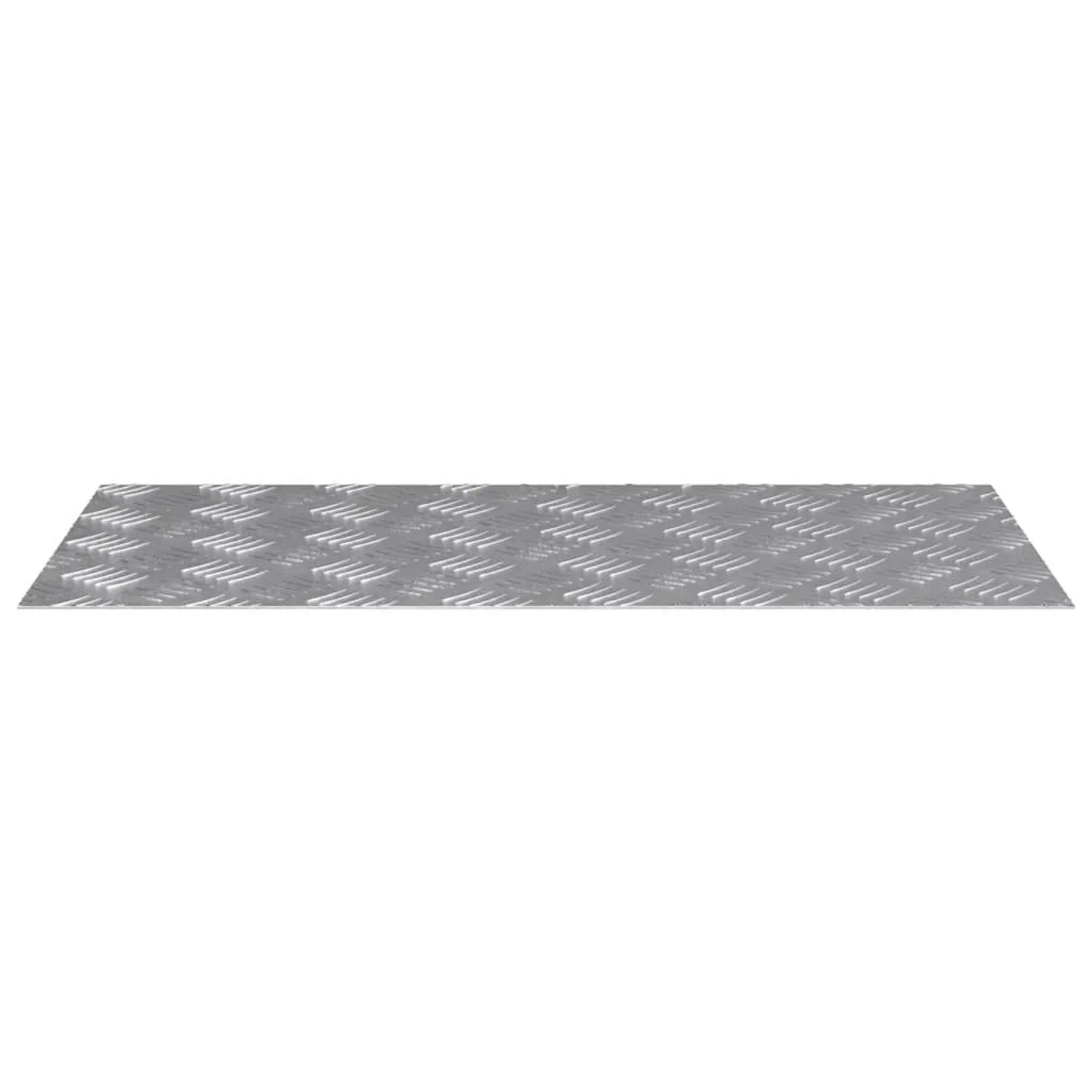 Silberne Aluminium-Rautenscheibe 80x40 cm mit Riffelblechmuster als rutschfeste Stufenmatte.