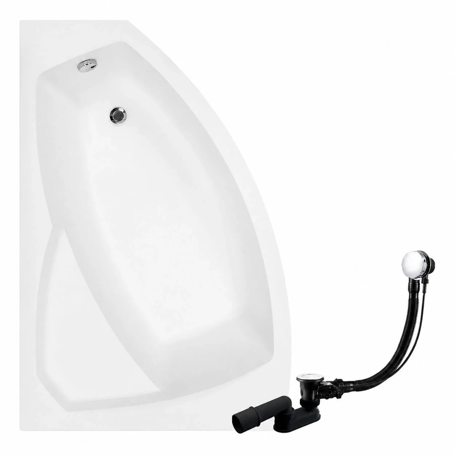 KOLMAN Badewanne Eckwanne 130 x 85 Cm Links Mit Weißer Kopfstützen Inkl. Ablauf Und Füße
