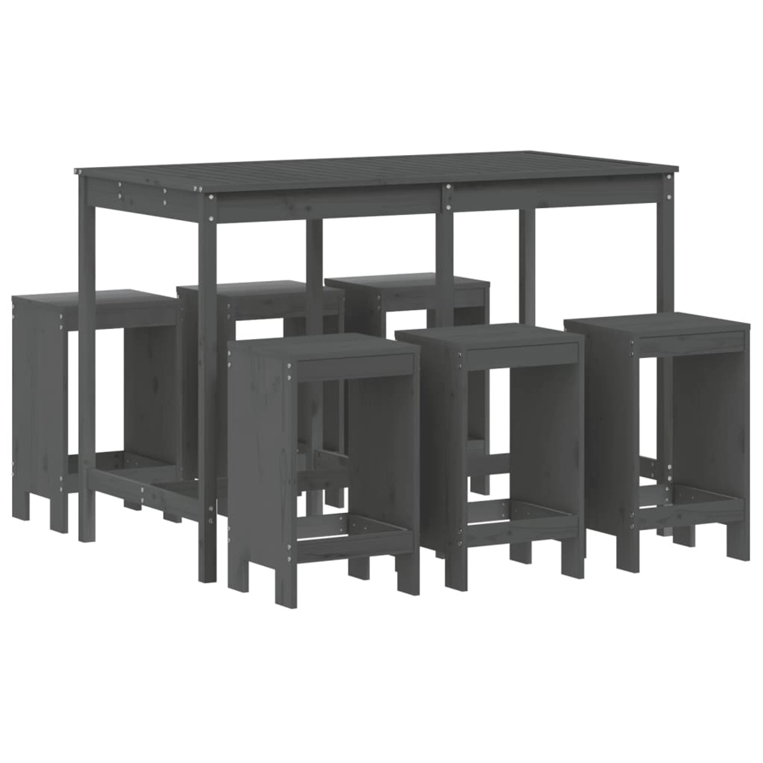 Thumbnail - vidaXL 7-tlg Gartenbar-Set Grau Massivholz Kiefer Modell 1