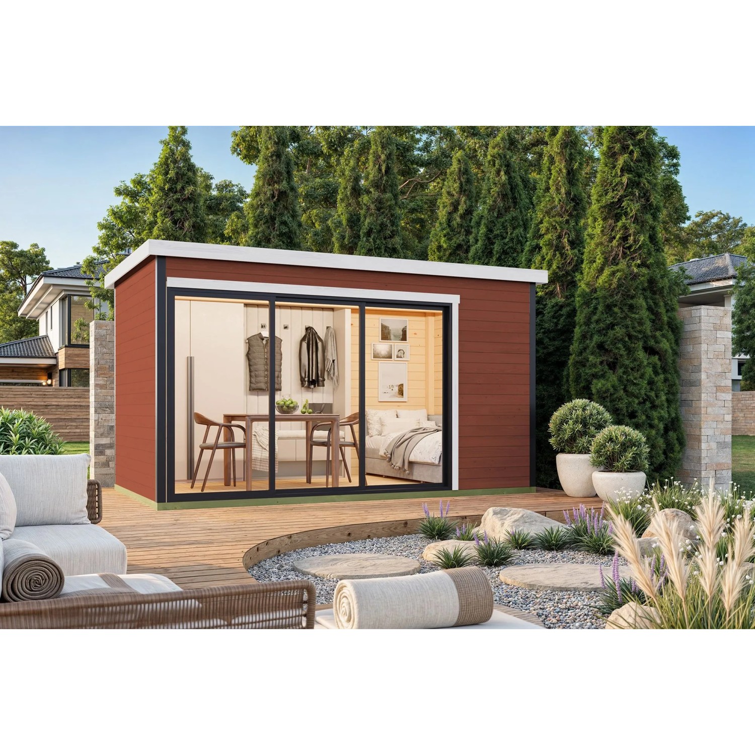 Lasita Gartenhaus Austin 4 Schwedenrot 420 cm x 240 cm