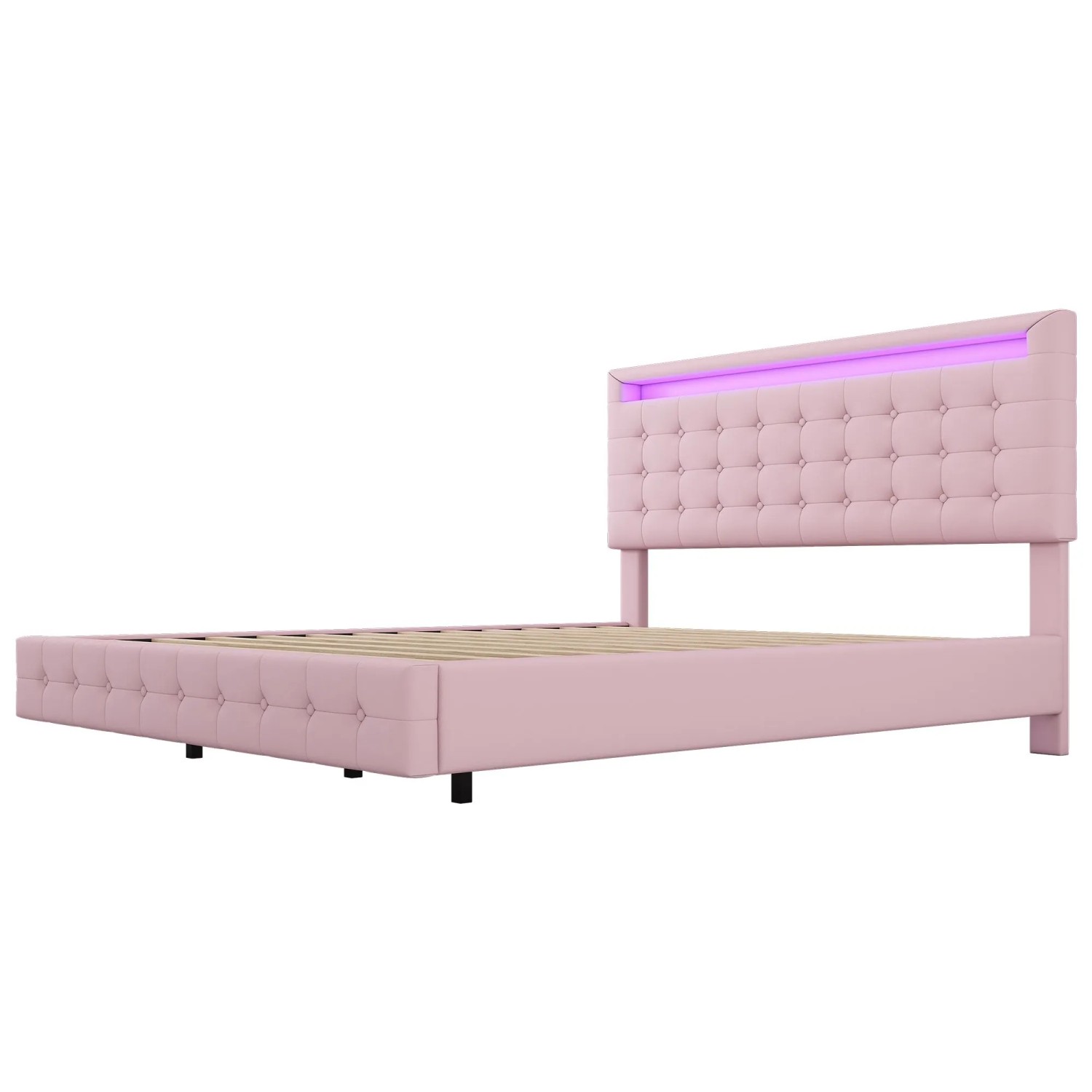 okwish Flachbett 140×200 Kinderbett mit LED-Umgebungslicht und Dreistufige Höhenverstellung ohne Matratze