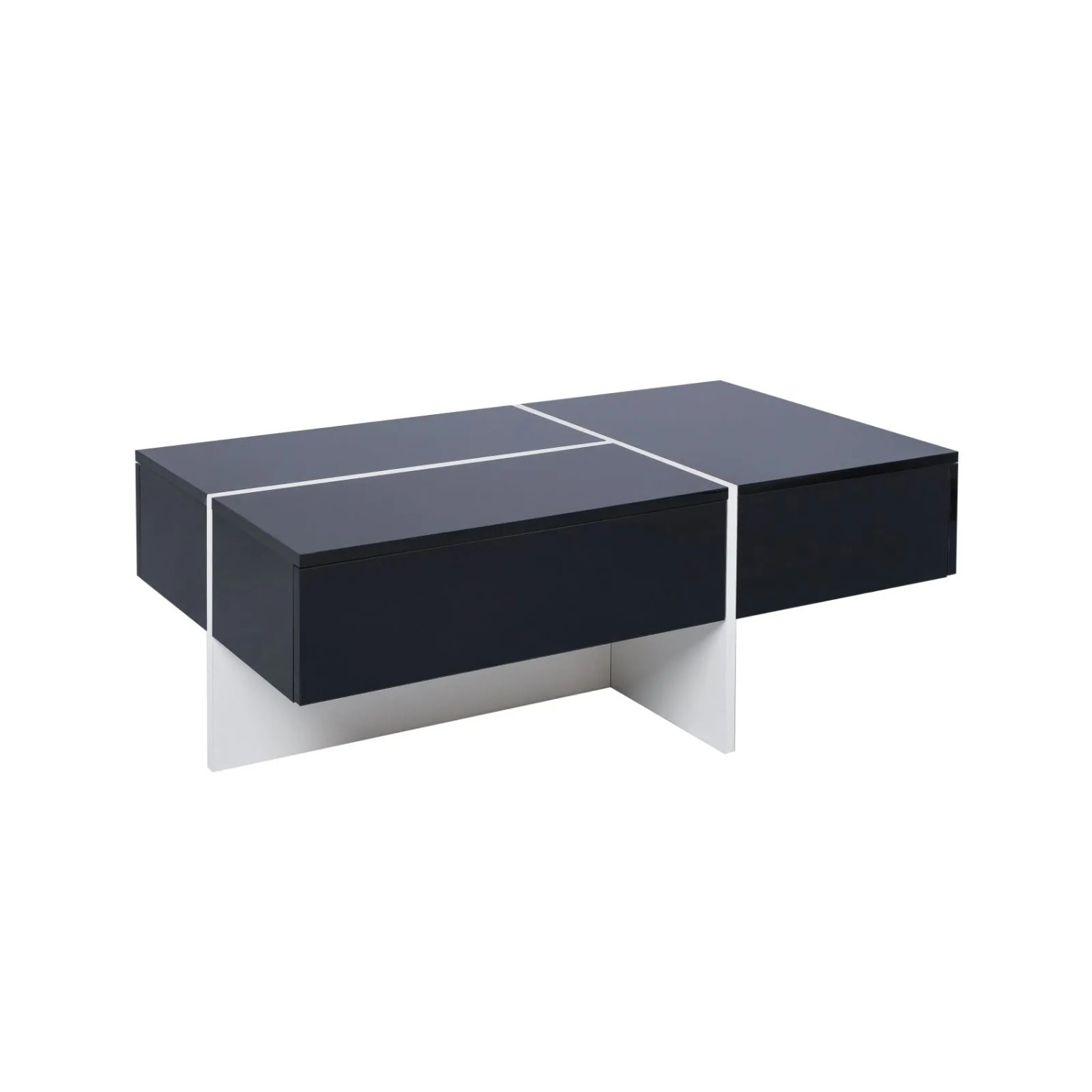 PXloue Couchtisch LED Beleuchtung Marmor Optik 3 Schubladen Schwarz