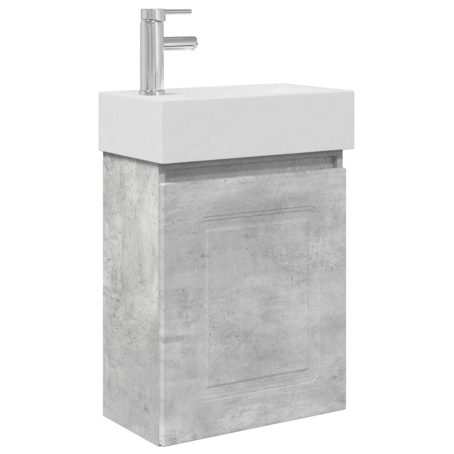 vidaXL Badezimmer Waschtischunterschrank mit Wasserhahn Betongrau 889464