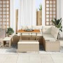 Beiges 8-teiliges vidaXL Garten-Sofa-Set mit Stauraum aus Polyrattan.