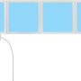 Wofi LED-Lichtkacheln Basis-Set, 4 weiße RGB-Panels mit blauer Beleuchtung.