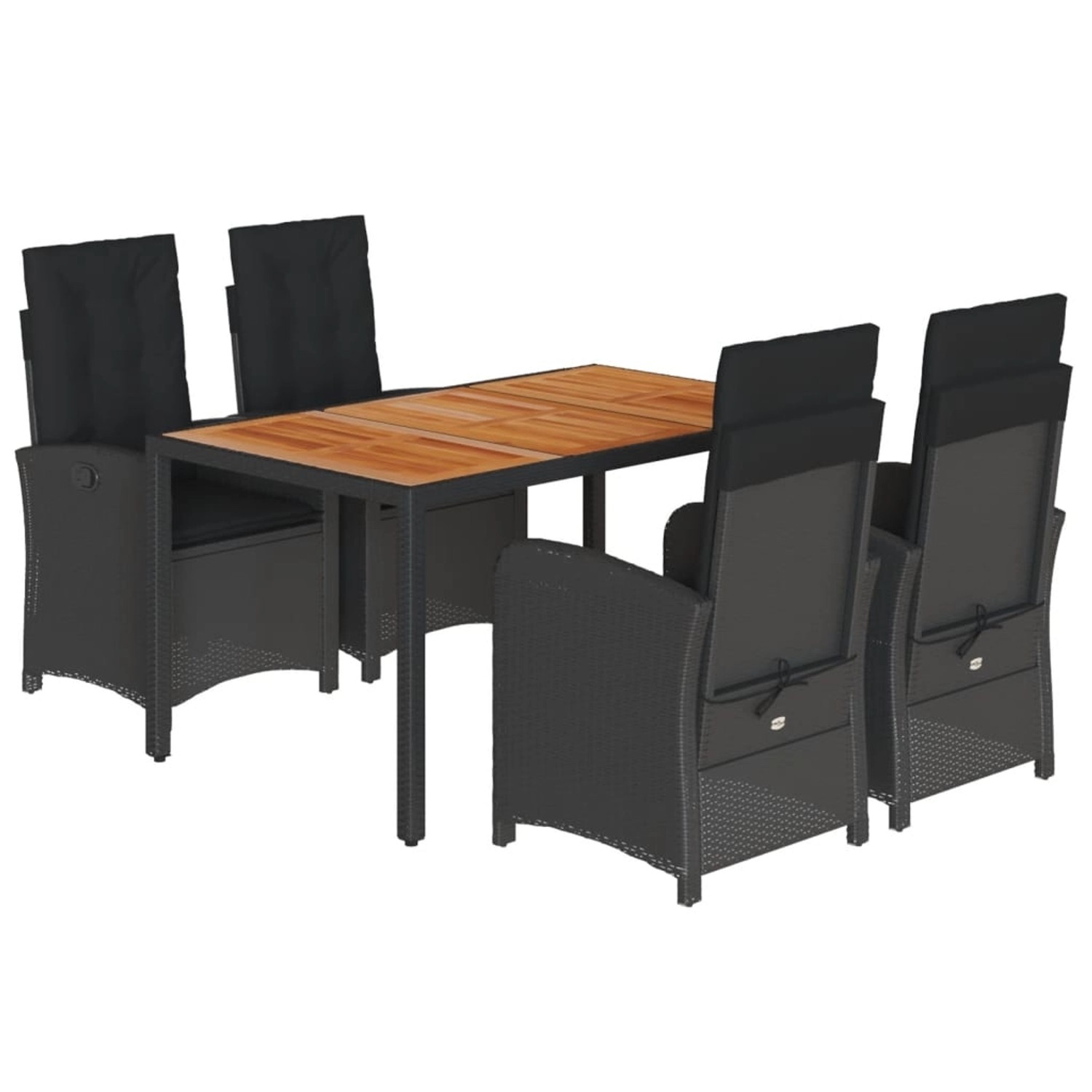vidaXL 5-Tlg Garten-Essgruppe mit Kissen Schwarz Poly Rattan 3212233 günstig online kaufen