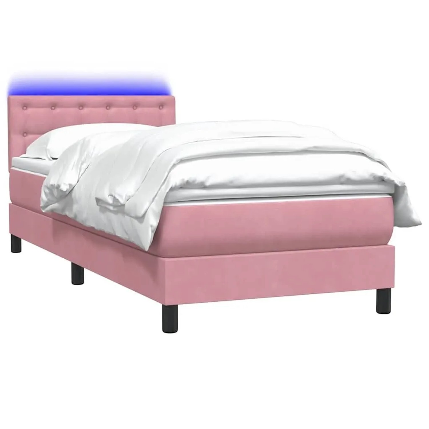 vidaXL Boxspringbett mit Matratze & LED Rosa 90x220 cm Samt 3317300 günstig online kaufen