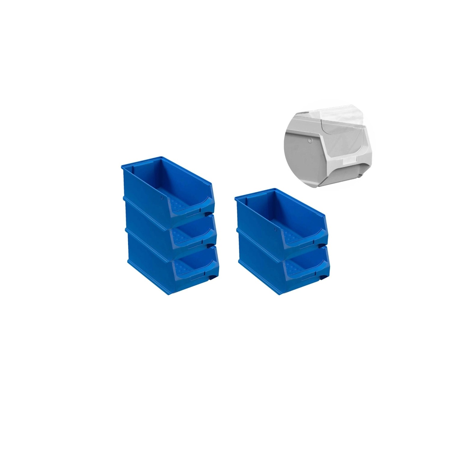 SparSet 5 x Blaue Sichtlagerbox 4.0 Mit Abdeckung HxBxT 15 x 20 x 35 cm 7,2 Liter Sichtlagerbehälter Sichtlagerkasten