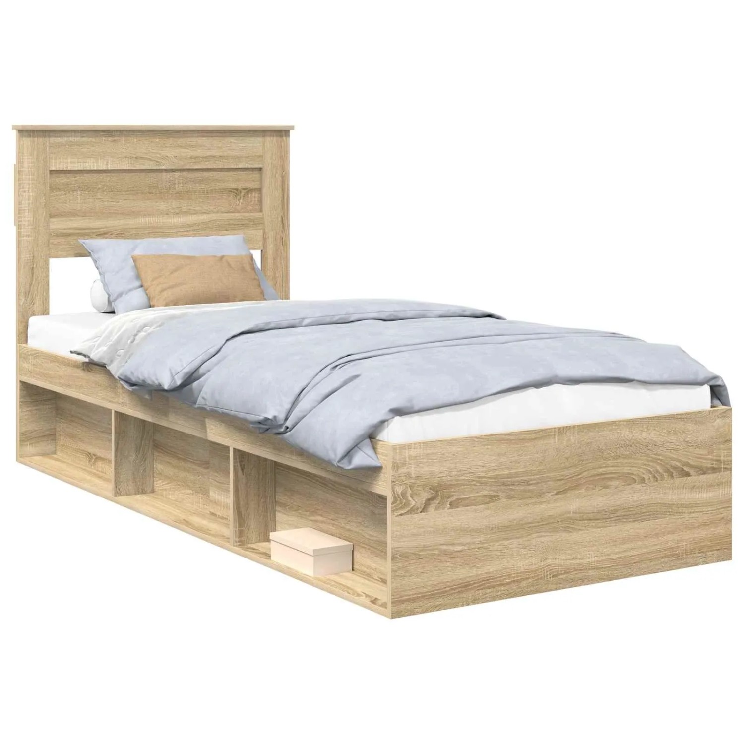 vidaXL Bettrahmen Sonoma-Eiche 75 x 190 cm Massives Kiefernholz 3409817