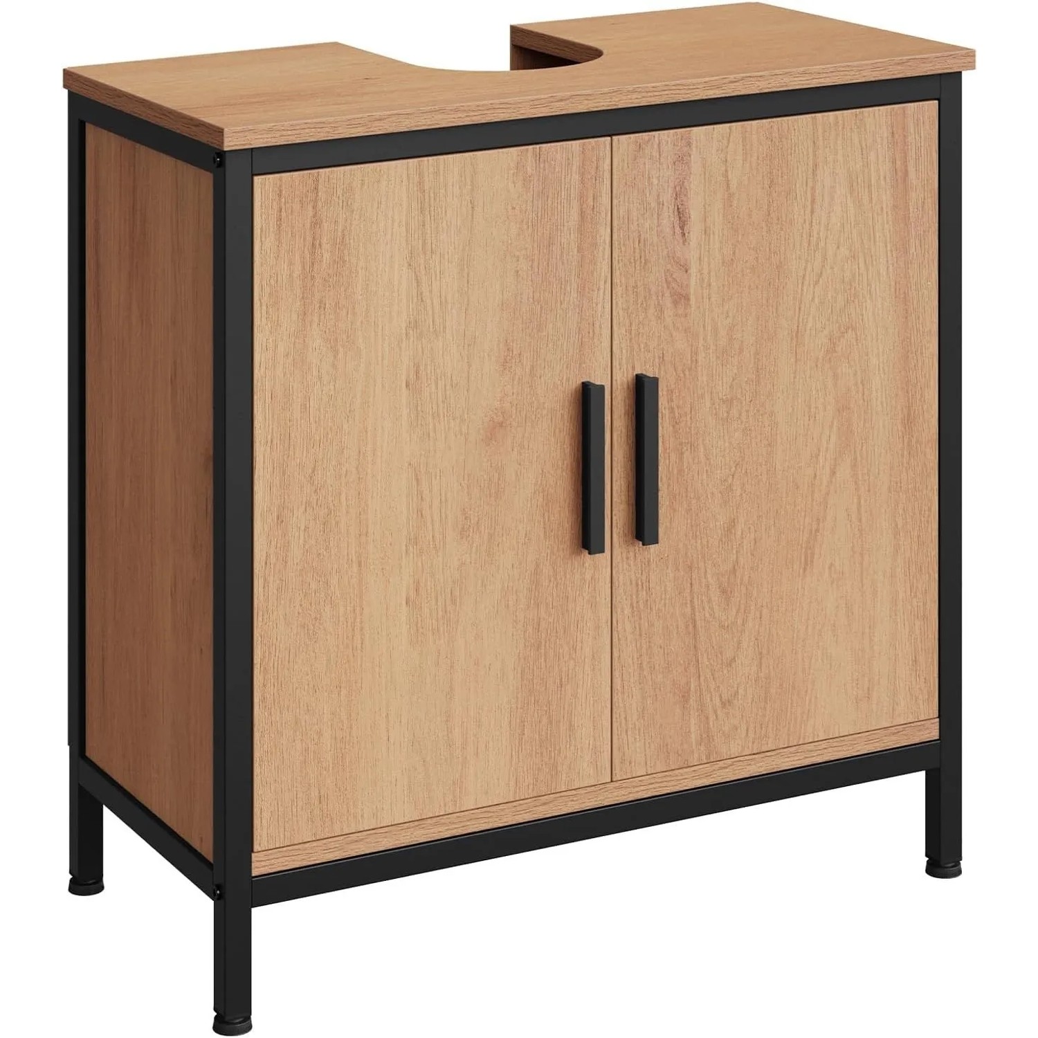 EUGAD Waschbeckenunterschrank 60 x 60 x 30 cm Schwarz mit höhenVerstellbarer Trennwand