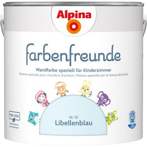 Eimer Alpina Farbenfreunde Libellenblau, seidenmatte Kinderzimmerfarbe.