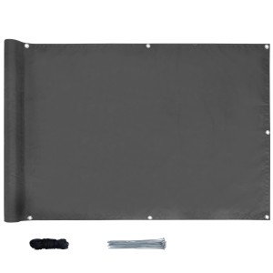 CCLIFE Balkon Sichtschutz Wetterfest Blickdicht 75x600cm Grau