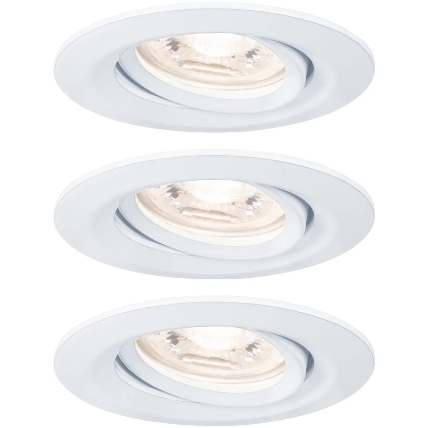 Paulmann LED Einbaustrahler Nova mini, 3er Set, schwenkbar, 4W, 2700K, Weiß matt.