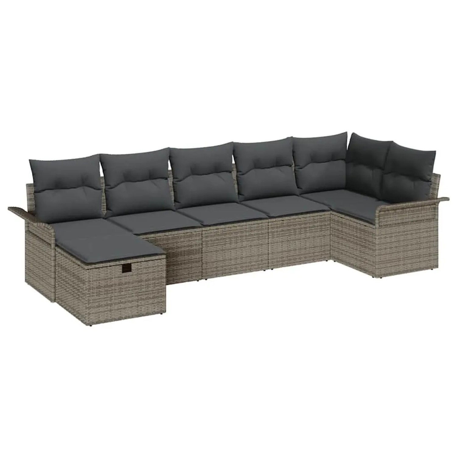 vidaXL Gartensofa-Set mit Kissen mit Speicher 7 Stk Grau Poly-Rattan 335889 günstig online kaufen