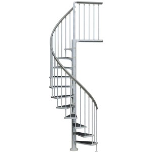 Feuerverzinkte Dolle Außenspindeltreppe Gardenspin, Ø 155 cm, mit TRIMAX-Stufen und Geländer.