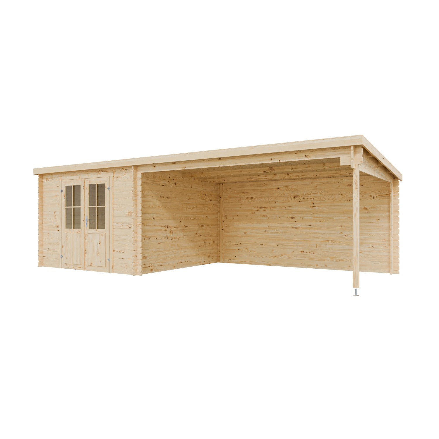 Lasita Gartenhaus St. Louis Exklusiv 28 mm Wandstärke BxTxH 695 x 309 x 211 cm inkl. Anbaudach Natur