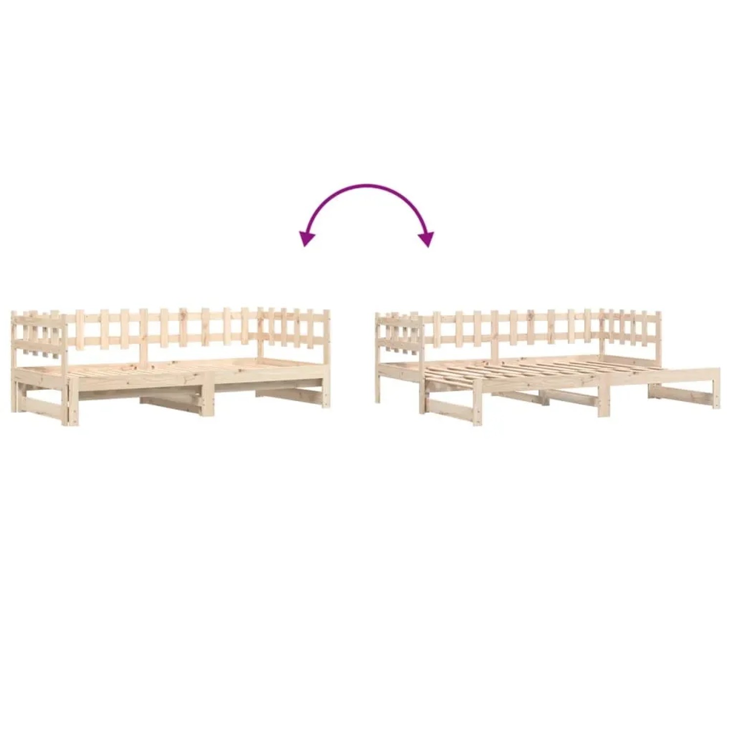Ausziehbares vidaXL Tagesbett aus Kiefernholz, als Sofa oder Bett nutzbar.