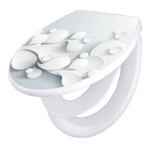 Banjado WC-Sitz Familie mit Absenkautomatik, Motiv Papiertropfen, aus Polypropylen.