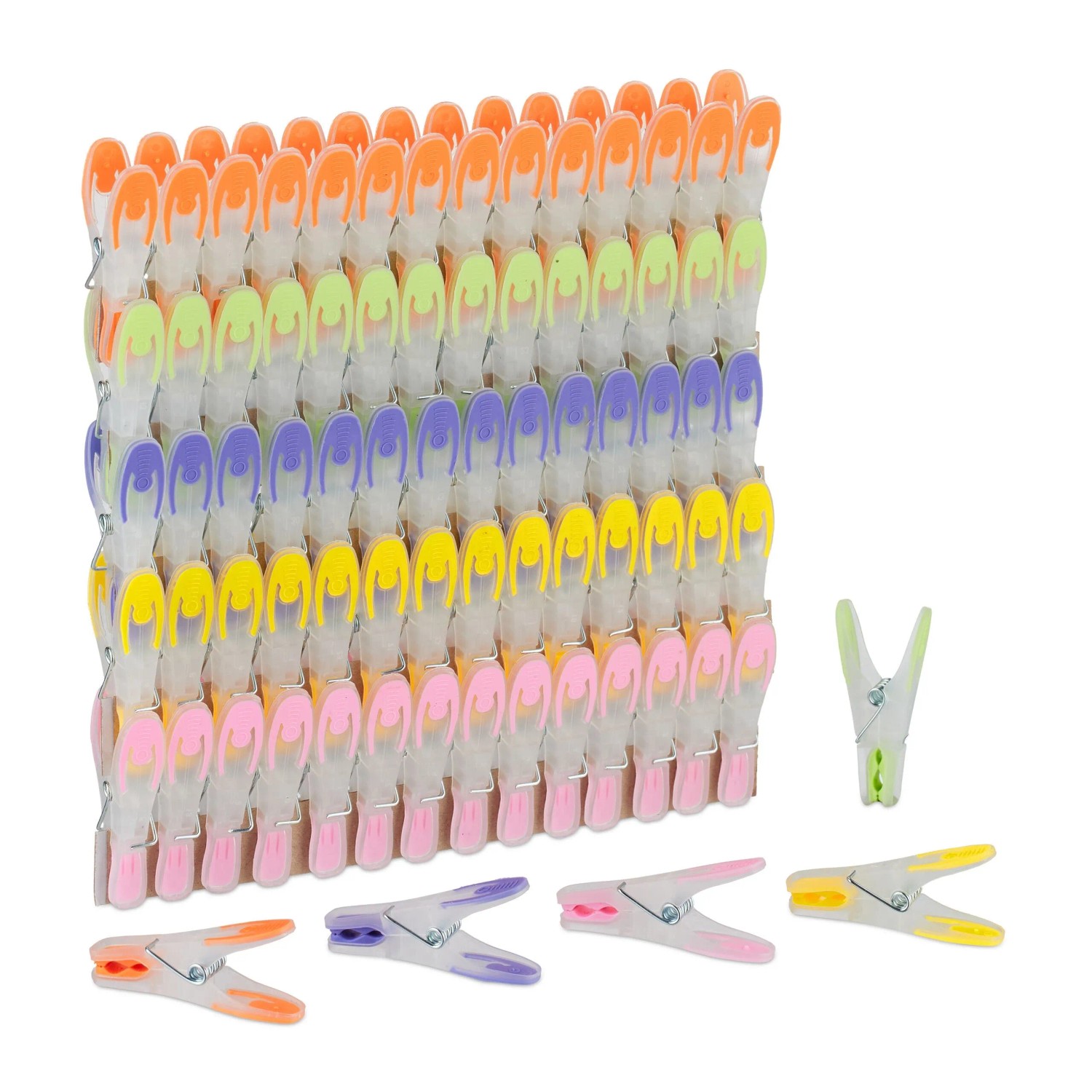 Relaxdays Wäscheklammern 75er Set Kunststoff Bunt Soft-Grip 7 cm x 3 cm x 2 cm