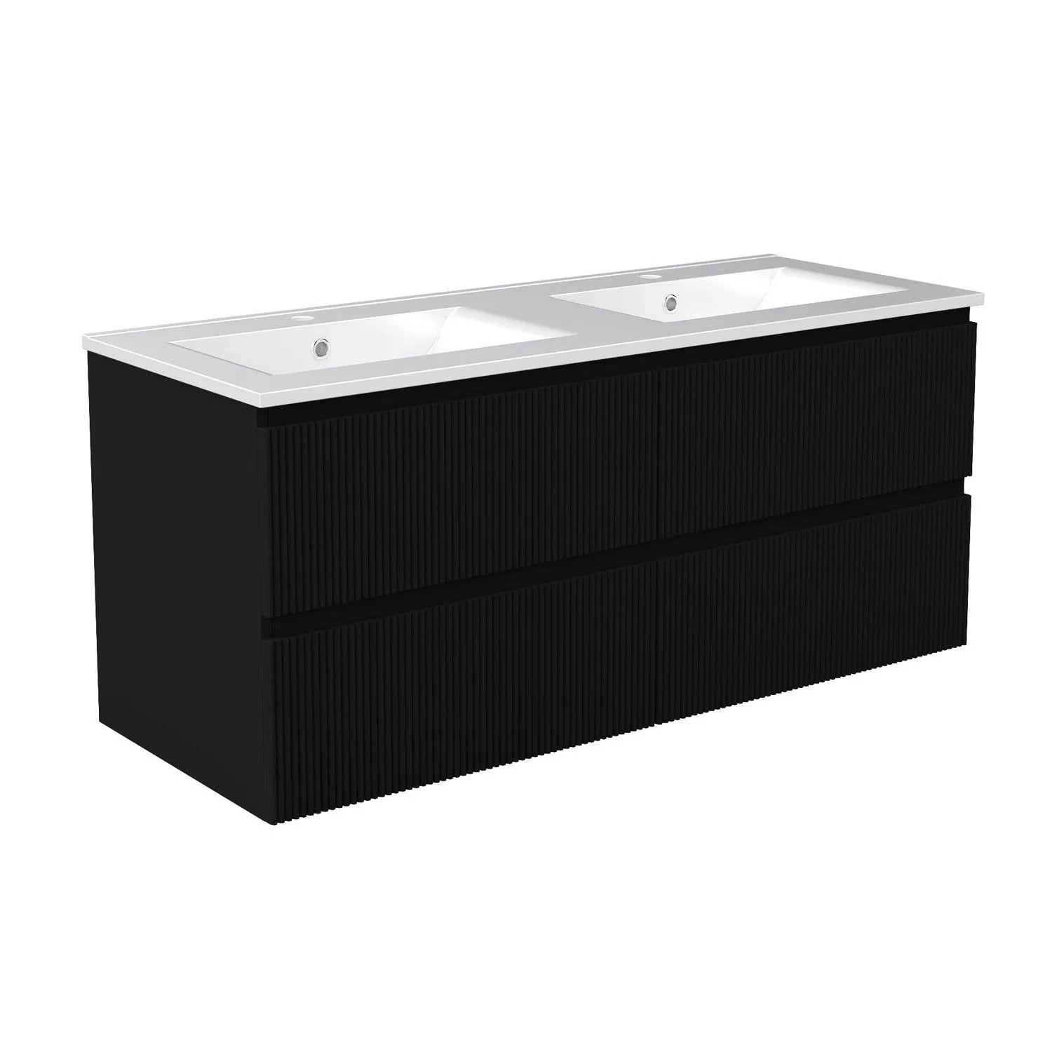 Duschspa Badmöbel 120cm Waschtisch mit Unterschrank Matt Schwarz 2-tlg