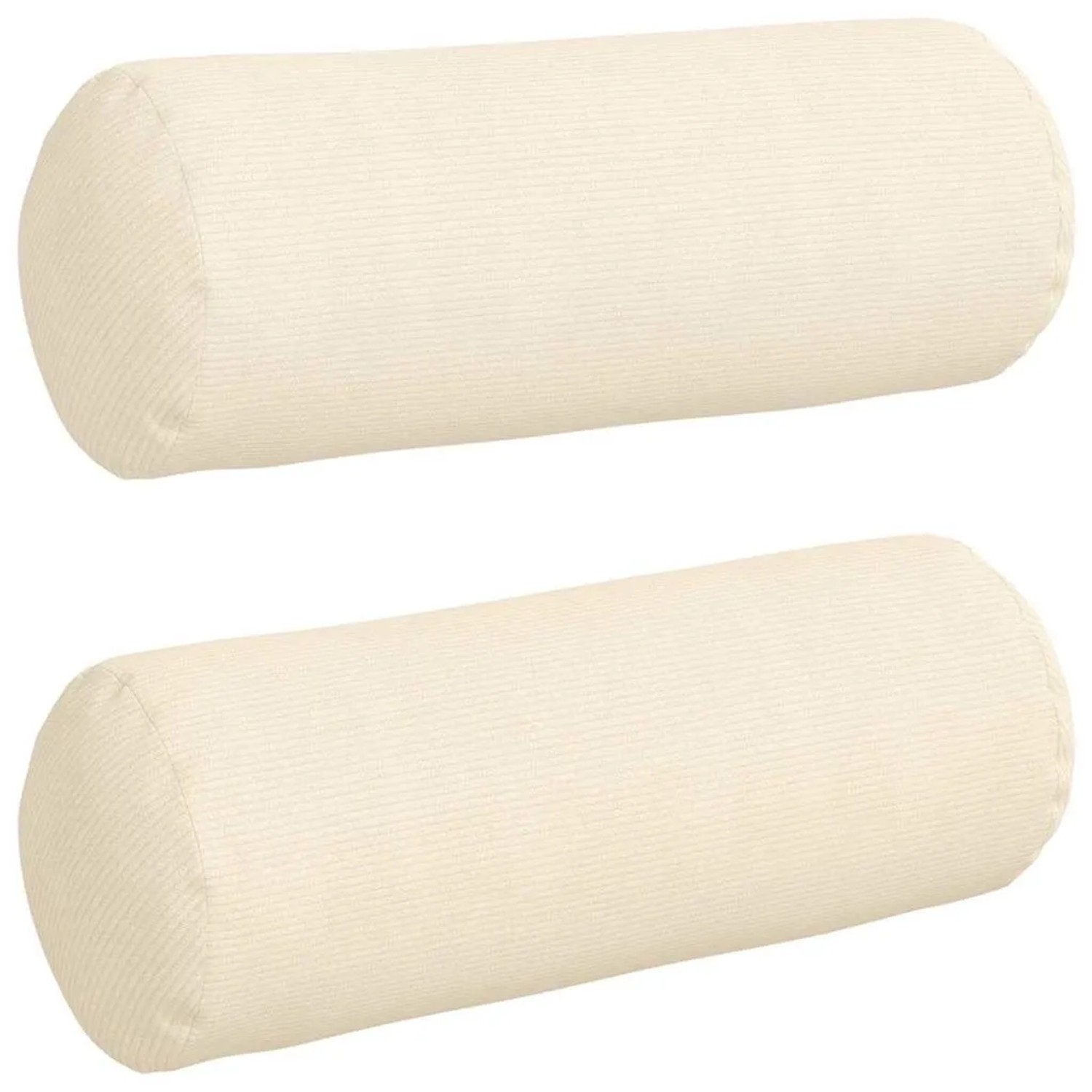 vidaXL Bolsterkissen 2 Stück Creme Ø 25 x 70 cm Cordstoff 42014348