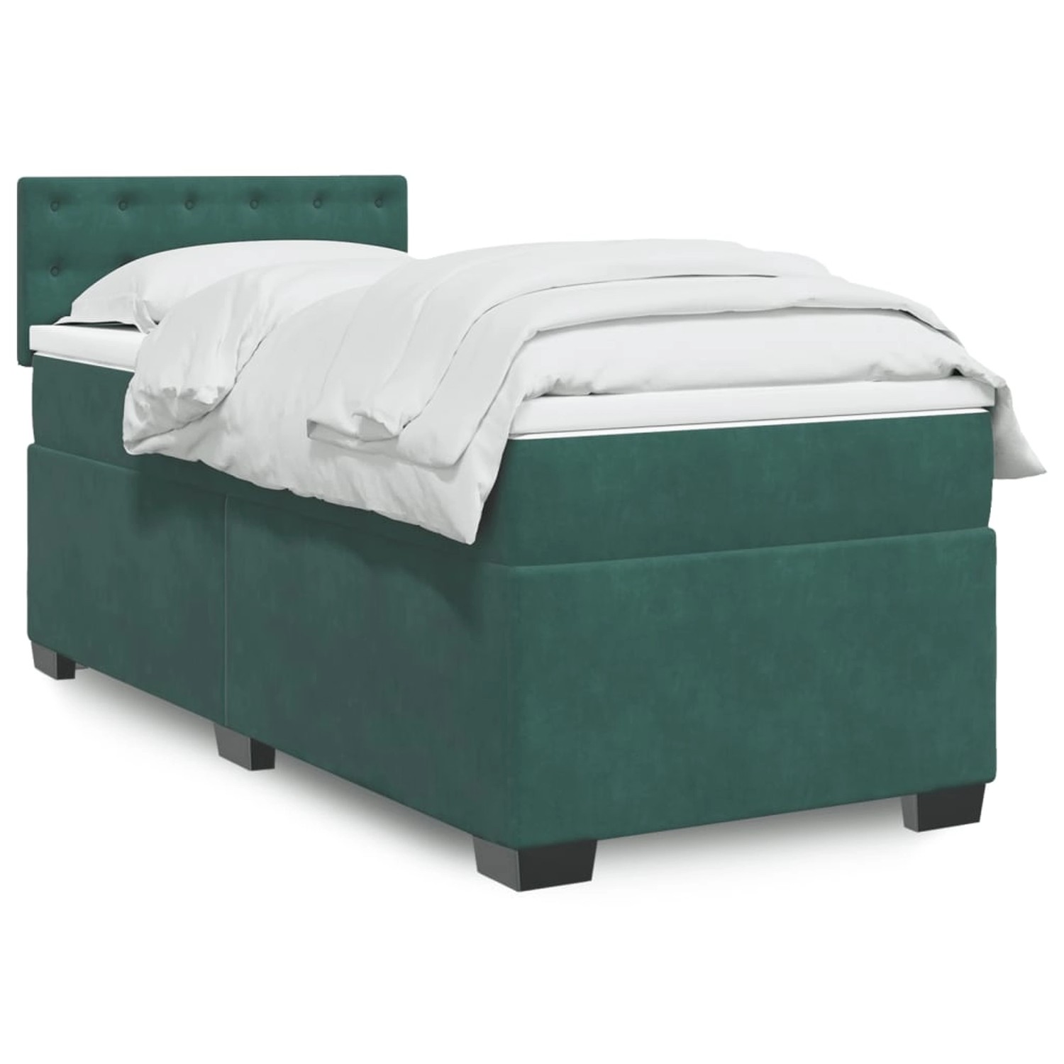 vidaXL Boxspringbett mit Matratze Dunkelgrün 90x200 cm Samt 3288513 günstig online kaufen