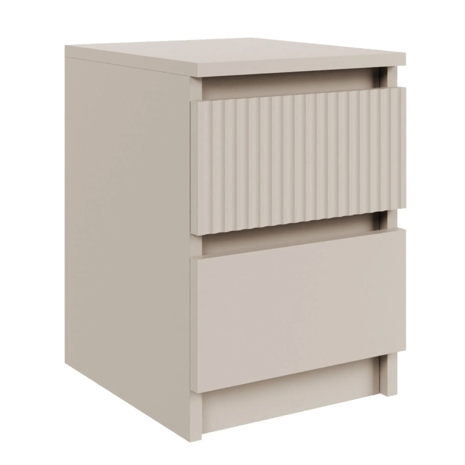 Selsey Nachttisch Sandia 30 cm mit 2 Schubladen und Geriffelter Front Kaschmirgrau