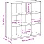 vidaXL Bücherregal in Altholz-Optik, 102x32x102 cm, Holzwerkstoff, mit 9 Fächern.