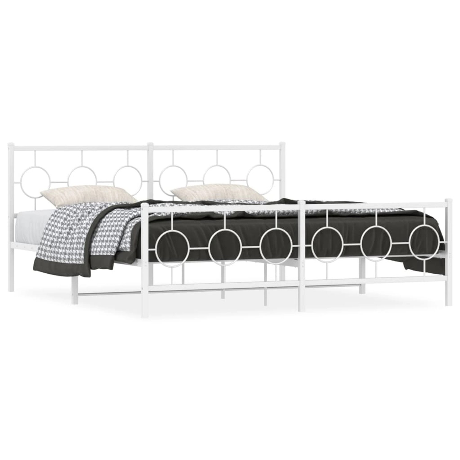 vidaXL Bettgestell mit Kopf- und Fußteil Metall Weiß 183x213 cm 376298 günstig online kaufen