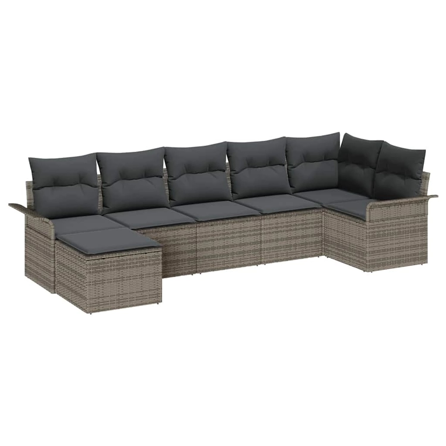 vidaXL Garten-Sofa-Set mit Kissen mit Speicher 7-Tlg Grau Poly Rattan 33541 günstig online kaufen