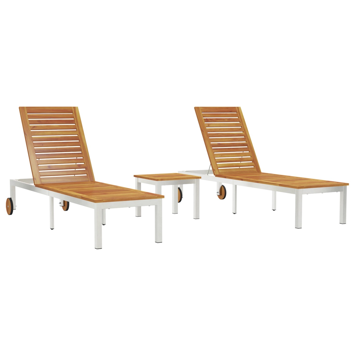 vidaXL Sonnenliegen 2 Stück mit Tisch aus Massivem Akazienholz 3334837 günstig online kaufen