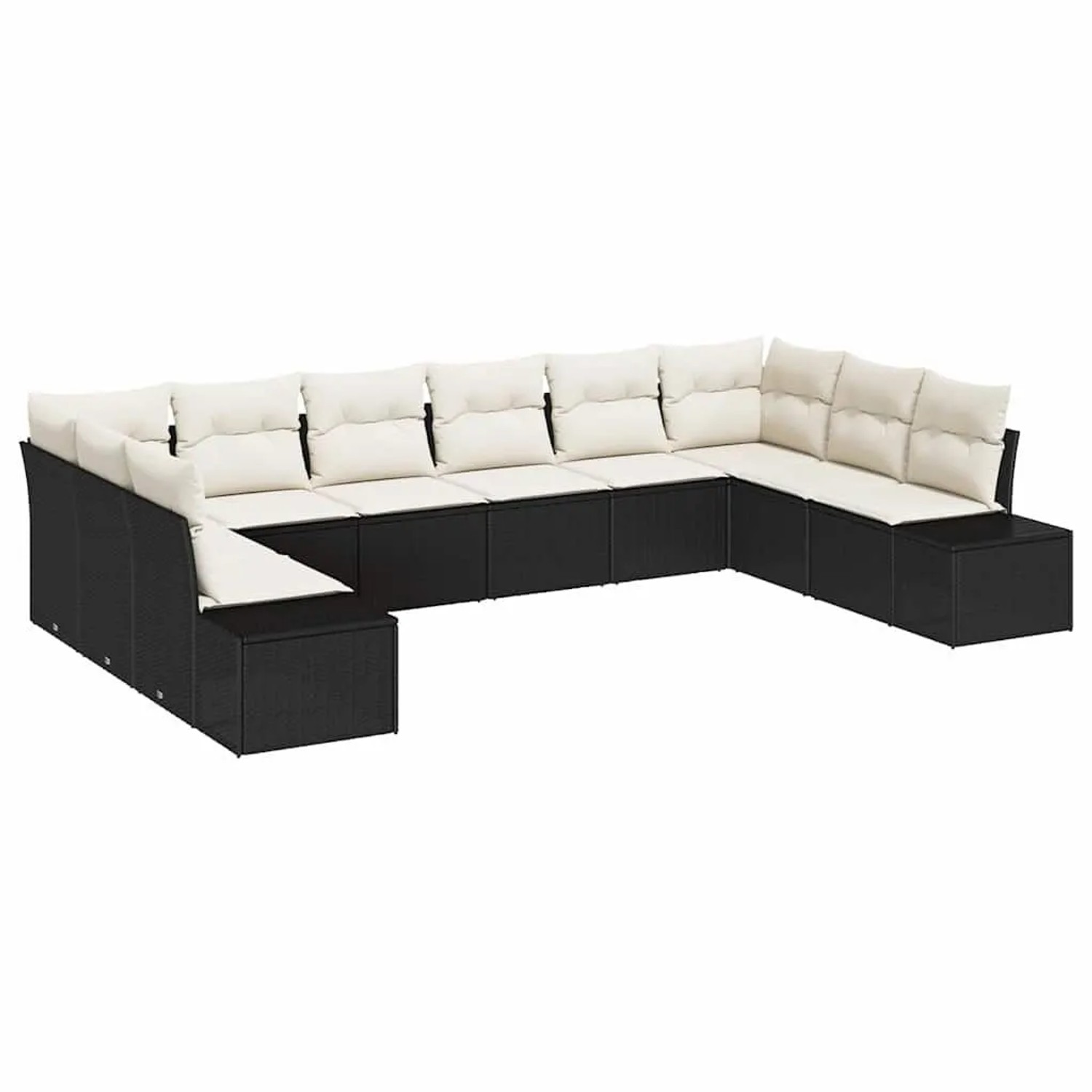 vidaXL Gartensofa-set mit Kissen 10-Tlg Schwarz und Creme Poly-Rattan 33559 günstig online kaufen